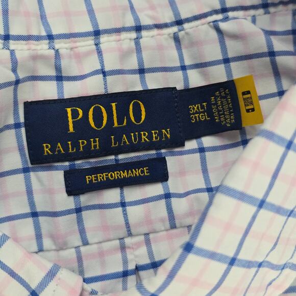 Polo Ralph Lauren short sleeve button down shirt 3LT mens performance pink blue - Picture 6 of 8